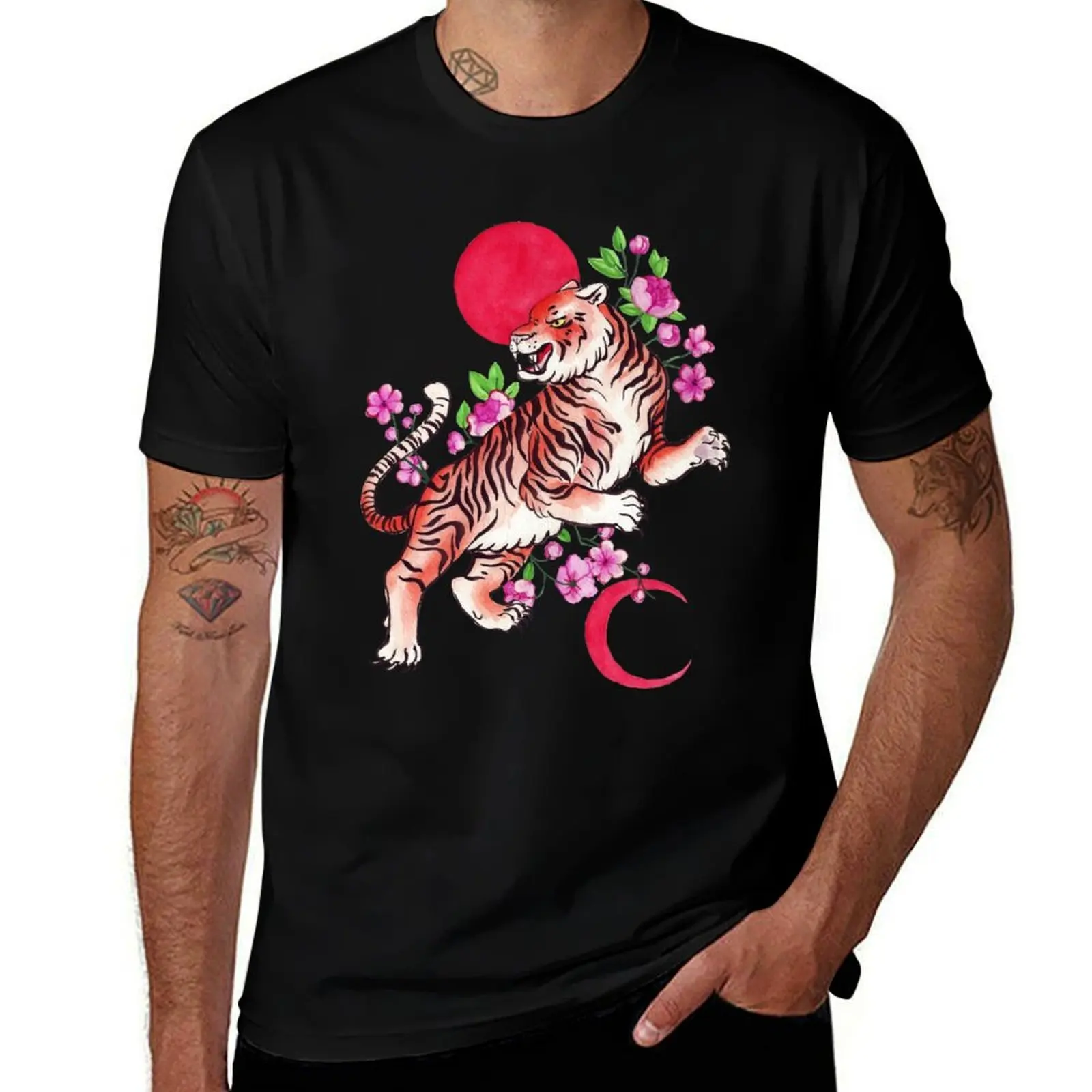 Japanese Tiger T-Shirt anime sublime vintage clothes sweat mens cotton t shirts