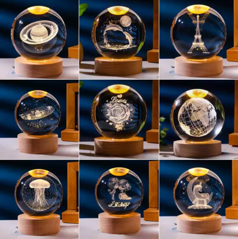 

3DCrystal ball Crystal Planet Laser Engraved Solar System Globe Astronomy Gift Birthday Valentine's Gift Glass Sphere Home Decor