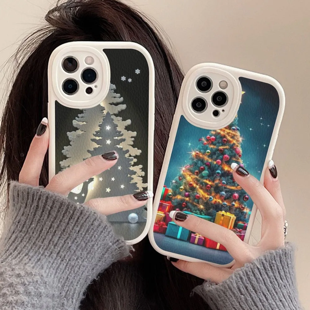 

Merry Christmas Deer Tree Lights Phone Case Hard Leather For IPhone 14 13 12 Mini 11 14 Pro Max Xs X Xr 7 8 Plus Fundas