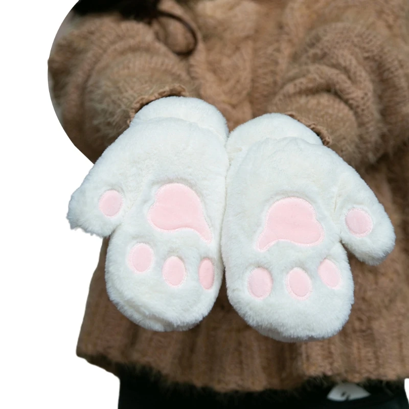 for Cat Claw Mittens Plush Animal Paw Gloves Winter Cartoon Full Finger Mittens Halloween Cosplay Costume Accesso