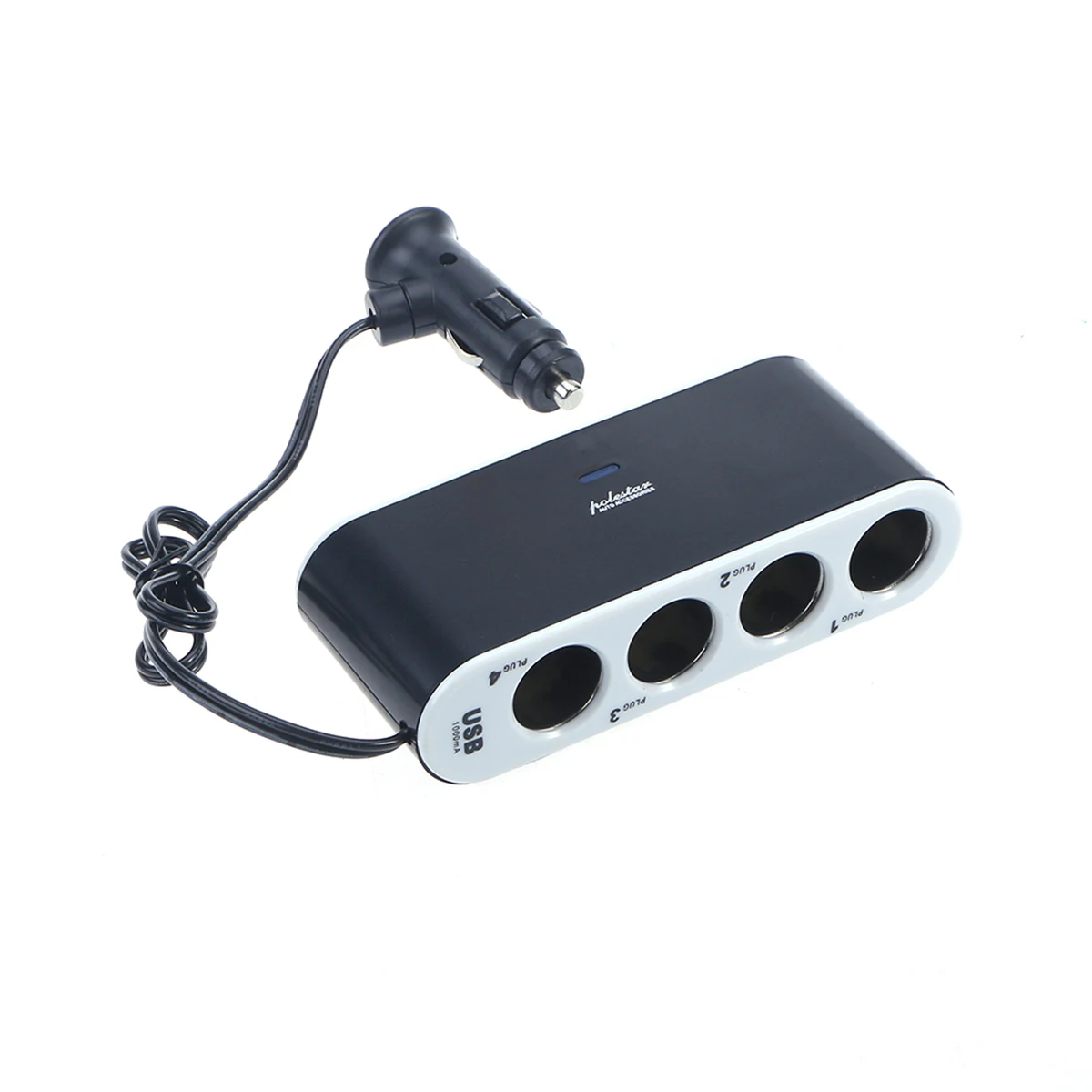 

Car Cigarette Lighter Socket Splitter Adapter Black USB LED Light Control Car Power Expander for Phone GPS Pda