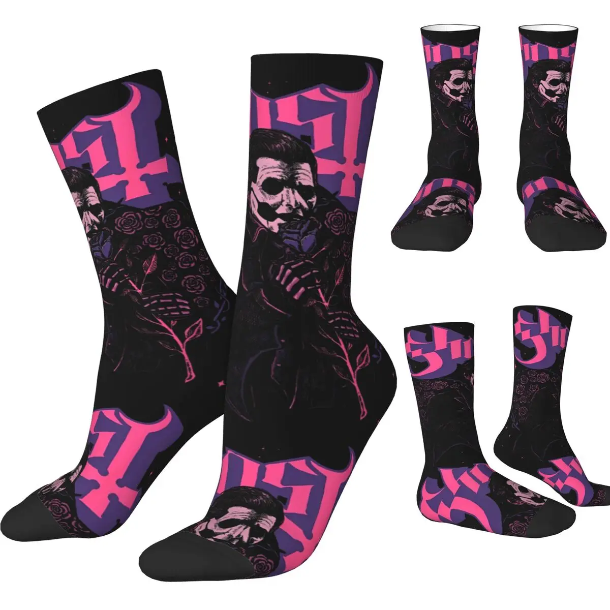 

Ghost Metal Rock Band Socks Casual Stockings Unisex Men Breathable Outdoor Sports Socks Autumn Graphic Non-Slip Socks