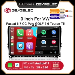 Radio con GPS para coche, reproductor con Android 10, 9 pulgadas, WiFi, BT, WiFi, pantalla dividida, Unidad Principal FM, para VW Passat 6, 7 CC, Polo, GOLF 5, 6, Touran, T5