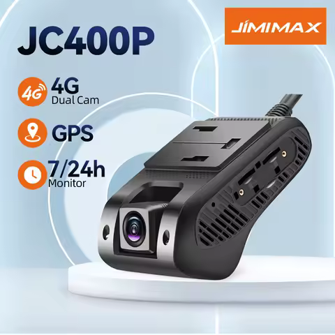 JIMI JC400P GPS Dash Camera 4G Wifi Hotspot 2 CH Live Stream Video Cut-Off Fuel Car Recorder 450mAH Battery Front Inside DVR