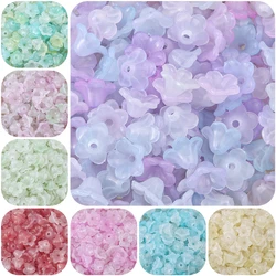 About200Pcs Acrylic Gradient Two tone Wind Chime Flower Horn Beads Unique Loose Beads Handmade DIY Jewelry Earrings Necklace Hea