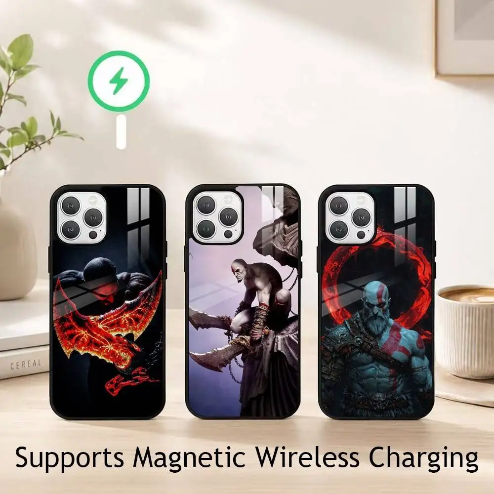 

Game G-God of War K-Kratos Phone Case For iPhone17,16,15,14,13,12,11 Plus,Pro Supports Magnetic Wireless Charging
