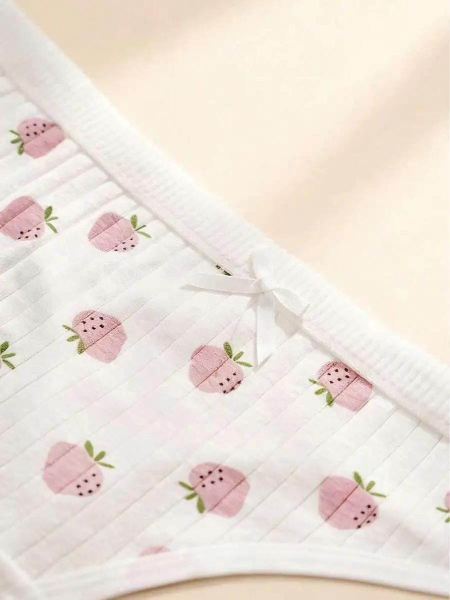 

5-Pack Cotton Womens Thong Underwear With Strawberry Print