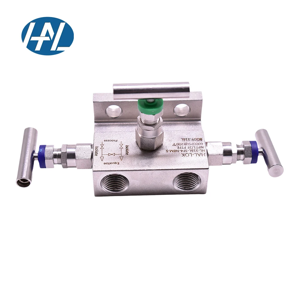 316 Stainless Steel High Pressure T-type Instrument Manifold Needle Valve 2/3/5 Manifold Valves for Gas Control