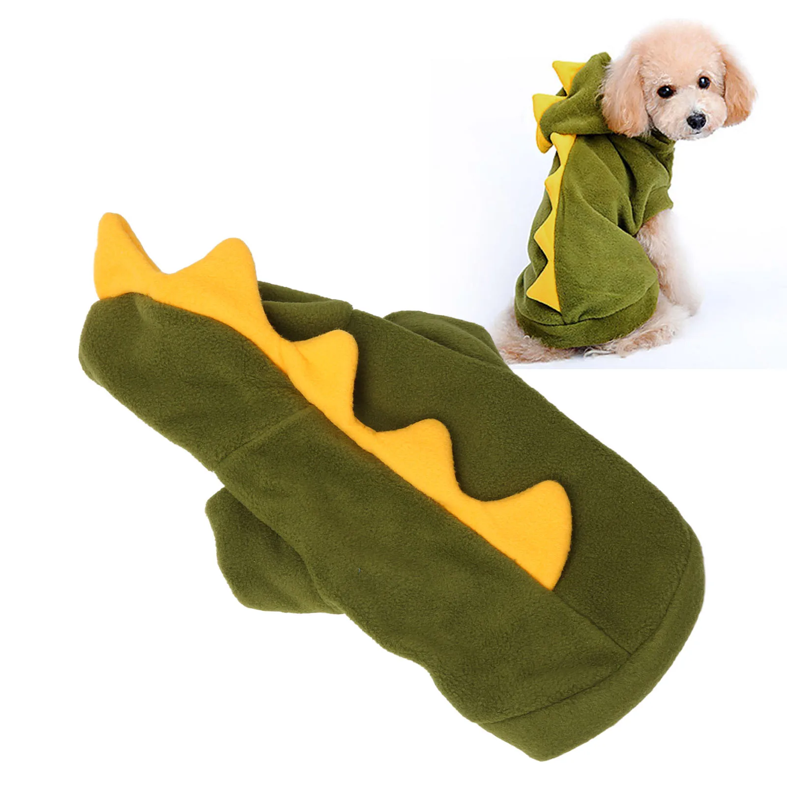 

Dog Dinosaur Costume Cute Funny Warm Plush Hooded Cat Dinosaur Clothes For Dogs Puppies Cats Kittens