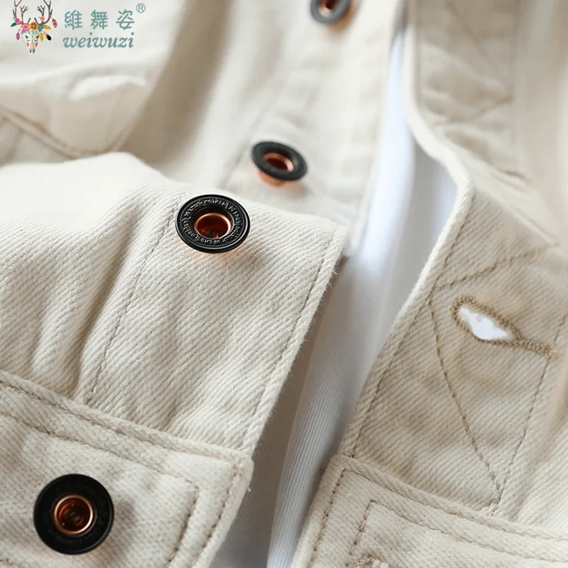 Chaqueta vaquera elegante para mujer, abrigo vaquero blanco leche, Top vaquero informal para exteriores, ropa exterior holgada de moda coreana para mujer