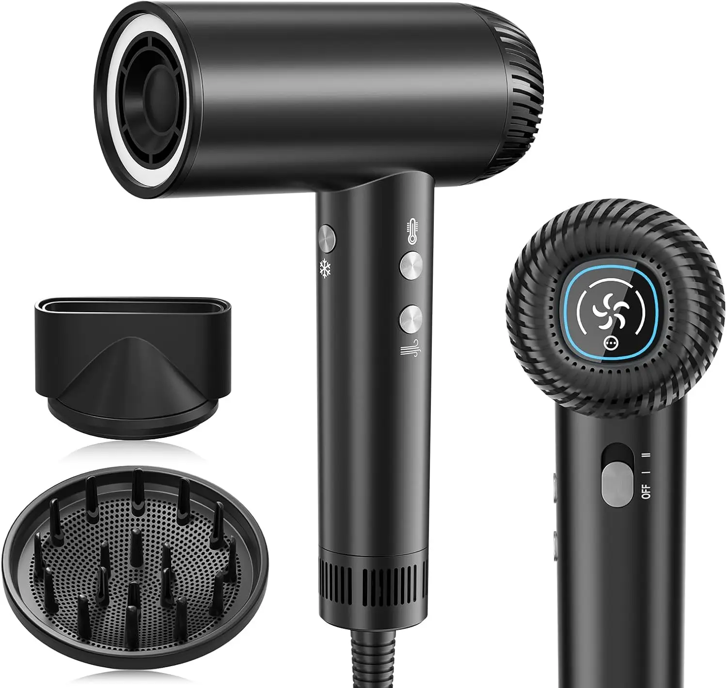 Hair Dryer, High Speed 1200M Negative Ions Blow Dryers with 200,000 RPM Brushless Motor, 50dB Low  for Home Travel
