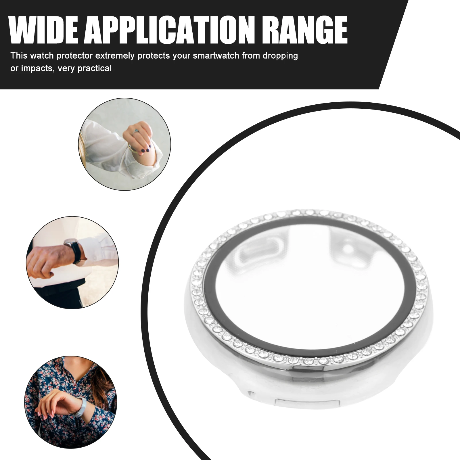 

Watch Case Hard Protective Film Smartwatch Screen Protector Silver Cover Miss