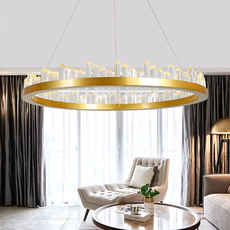 

FSS Modern Crystal LED Chandelier Round Golden/Black Living room Bedroom Dining room Nordic Indoor Lighting