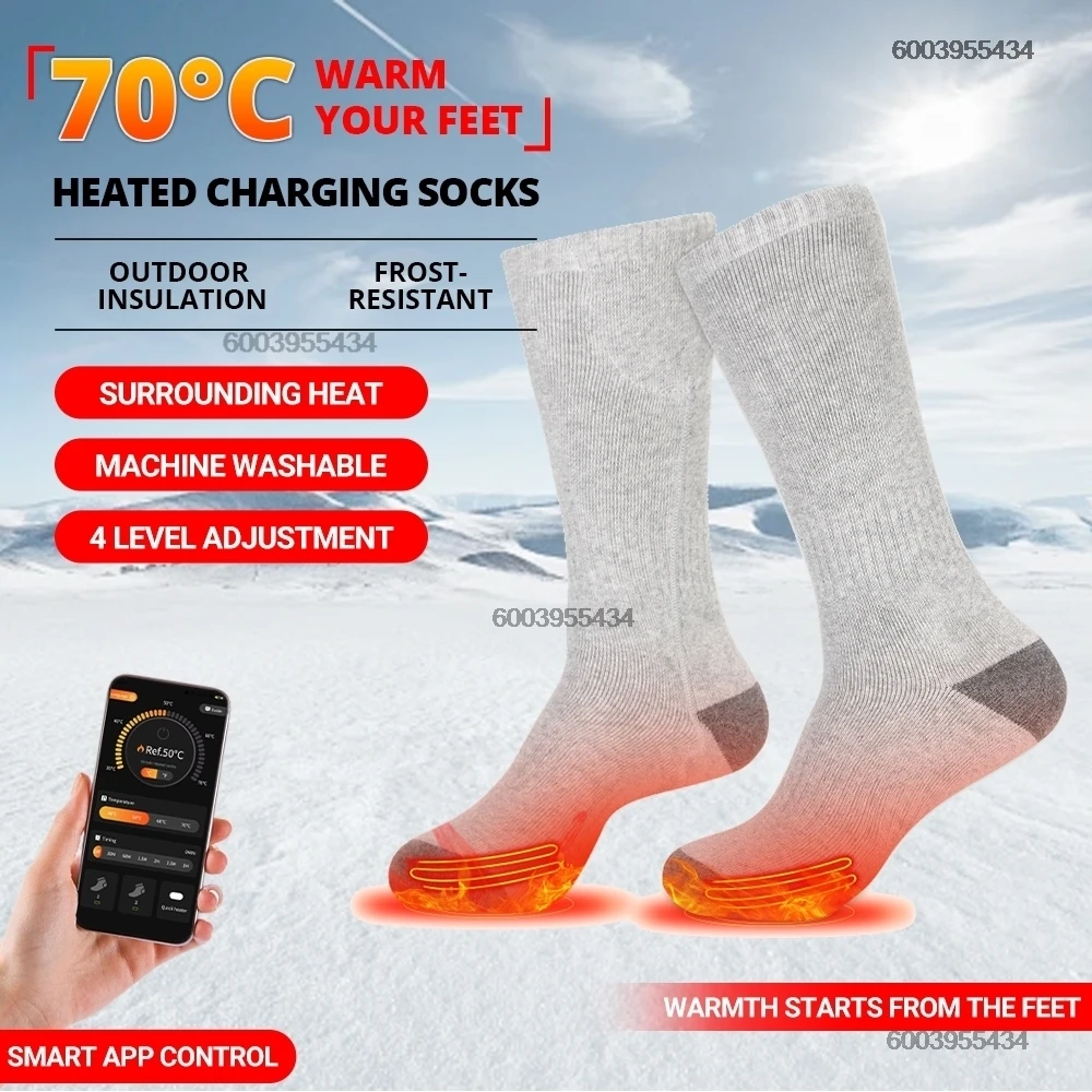 APP制御加熱靴下男性女性5000mah USB電気加熱スキーソックスフットウォーマースキースノーボードサイクリングサーマルソックス