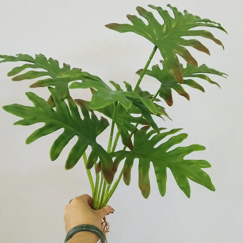 32 "große Gefälschte Pflanzen Tropical Monstera Künstliche Palme Kunststoff Blatt Wasser Anlage für Büro Schreibtisch Home Garten Grün decor – Detail 11
