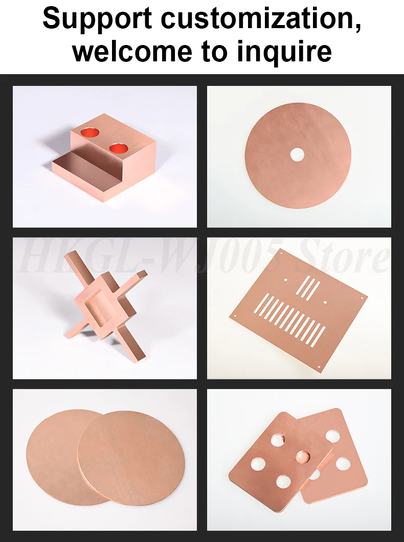 Thick 3-35mm T2 Red Copper Flat Bar Strip 99.9% Pure Copper Plate Purple Copper Block Rectangular Copper Plate Customizable