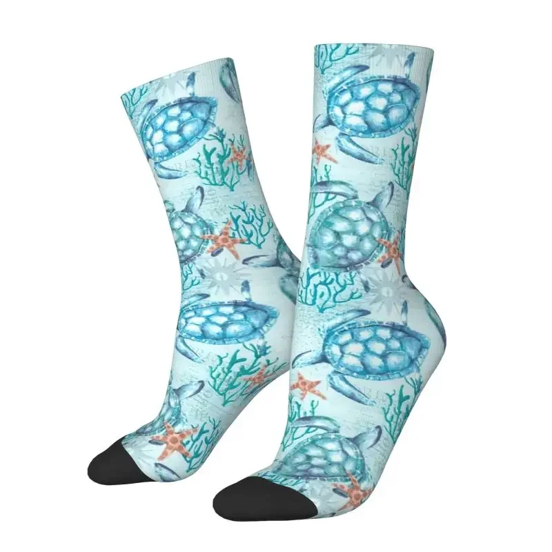 

Funny Blue Turtle Socks Women Men Warm 3D Print Ocean Animal Basketball Sports Socks