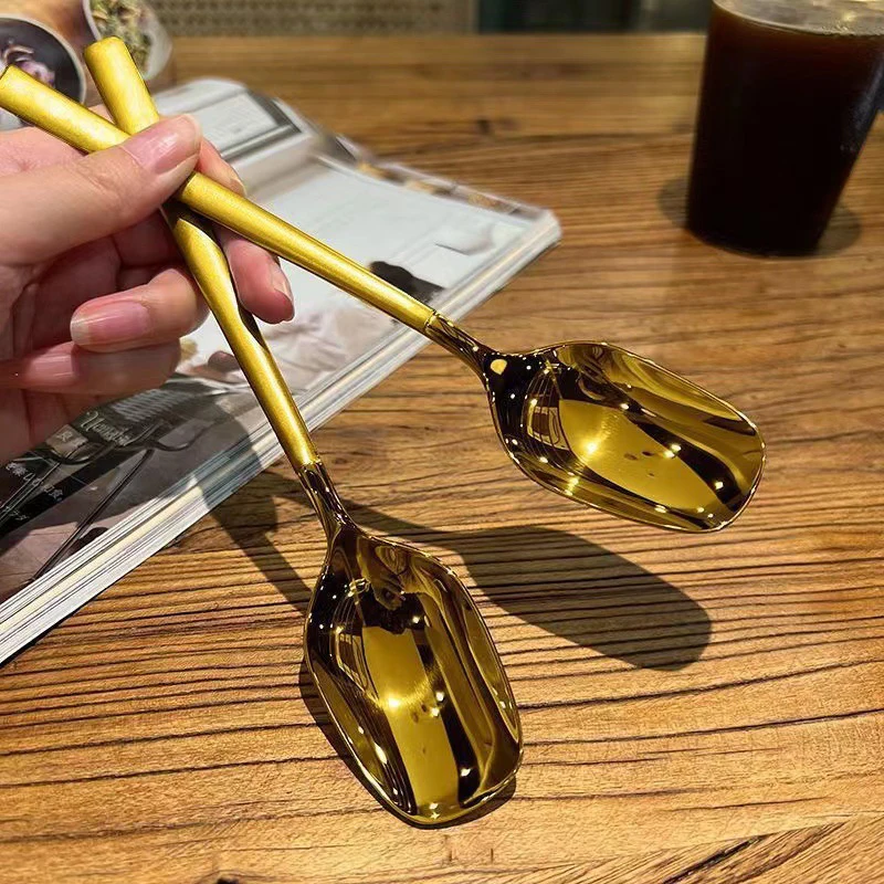 Creative Long Handle Wall Hanging Spoon Stainless Steel Dessert Mixing Ice Cream Tea Coffee Spoon Stirring Spoon Tableware Party