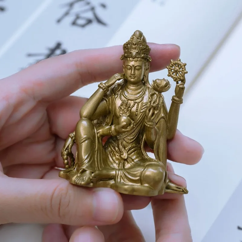 Bodhisattva Avalokiteshvara, Six-Armed Avalokiteshvara From Eastern Esoteric Buddhism Bronze Statue Desktop Ornament