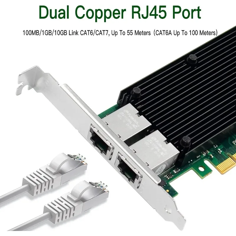 어댑터 네트워크 인터페이스 컨트롤러 카드 듀얼 포트 10GbE RJ-45 PCI-Express X4 기가비트 이더넷 서버 인텔 X550-T2와 비교