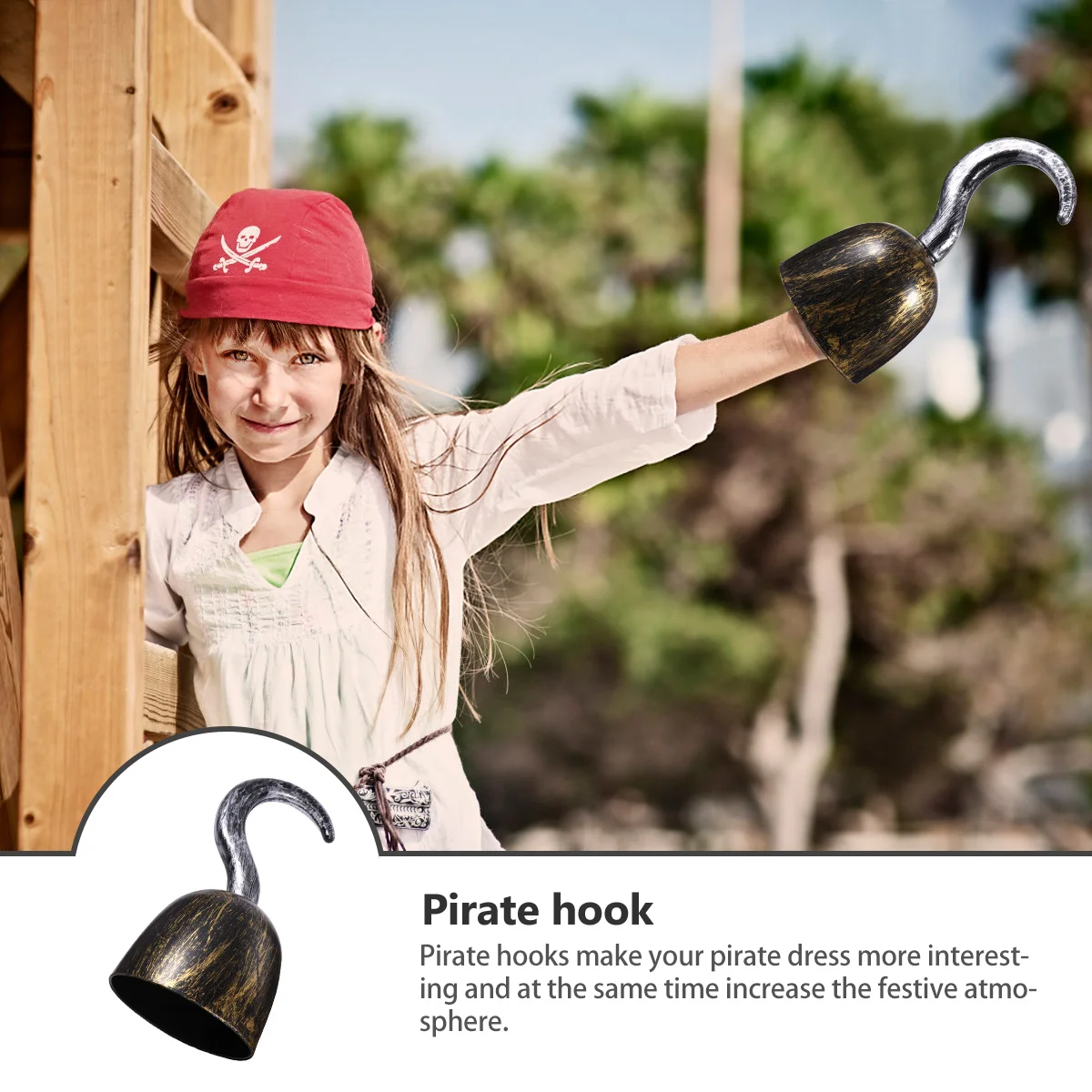 

3pcs Pirate Hook Prop Bronze Fake Hook For Cosplay Party Simulation Lightweight Durable Plastic Costume Accessory Decor