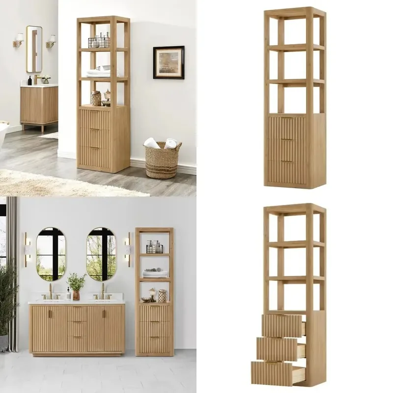 3 drawers and shelf design Wooden furniture Living room Oak freestanding locker with drawers