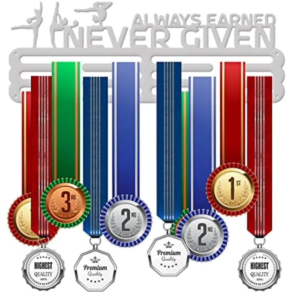 

Medal Hangers Always Earned Never Given Medals Display Holder Rack Gymnastics Medal Hook Wall Mount Metal Medal Frame Sports