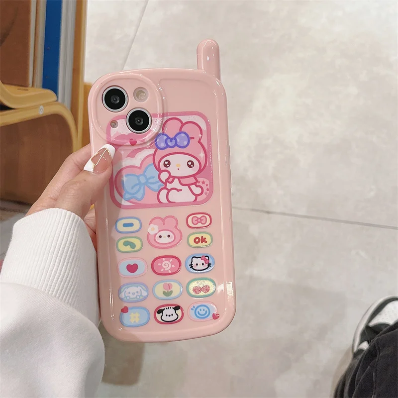 Japan Sanrio Hello Kitty Melody Cinnamoroll Cute Case For iPhone 15 14 13 12 11 Pro Max Cartoon Big Brother Keyboard Phone Case