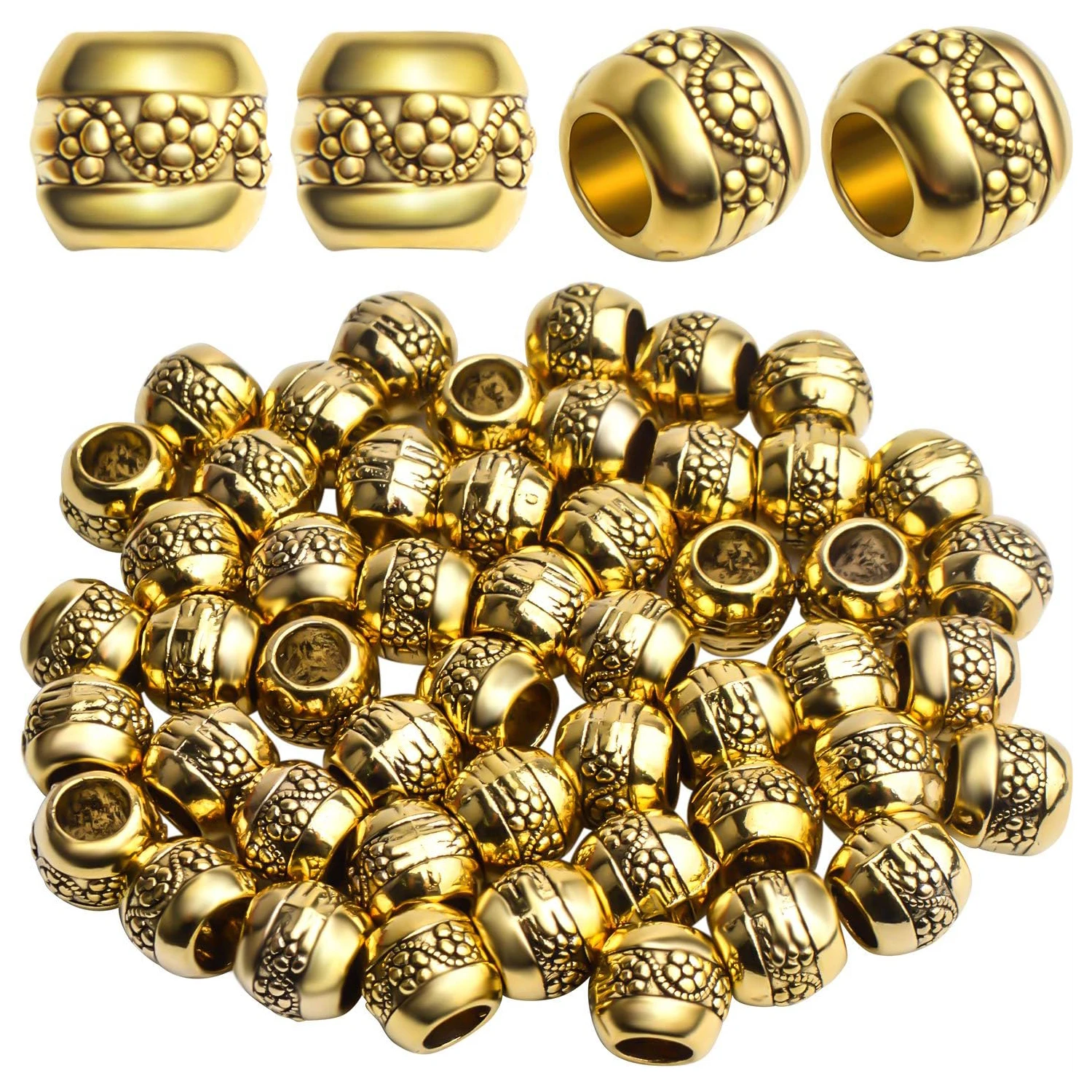 

50pcs Tibetan European Large Hole Rondelle Spacer Beads Column Beads Jewelry Spacers for DIY Jewelry Making Crafts Supplies