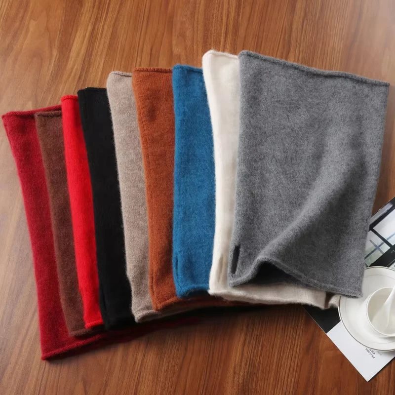 100% الصوف الخالص محبوك حلقة وشاح أنيق برقبة الإناث لينة الدافئة الكشمير كاذبة طوق الرقبة أدفأ هيرباند الشتاء