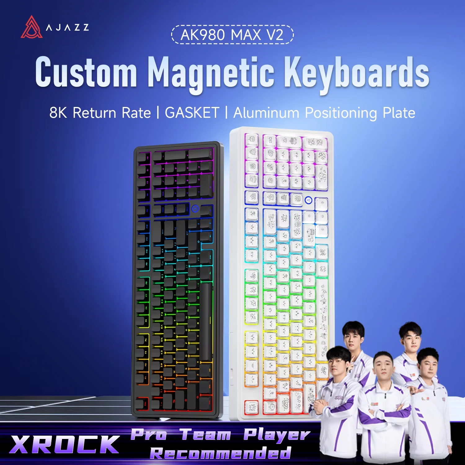 AJAZZ AK980 MAX V2 有線磁気軸メカニカルキーボード 8Kリターンレート フルキーホットプラグ ホール効果