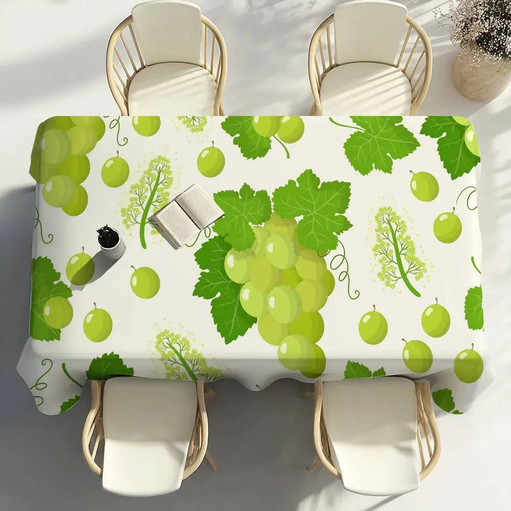 Crystal Clear Green Grapes Table Cloth Home Party Picnic Dining Room Kitchen Patios Stain-Proof Polyester Table Cloth