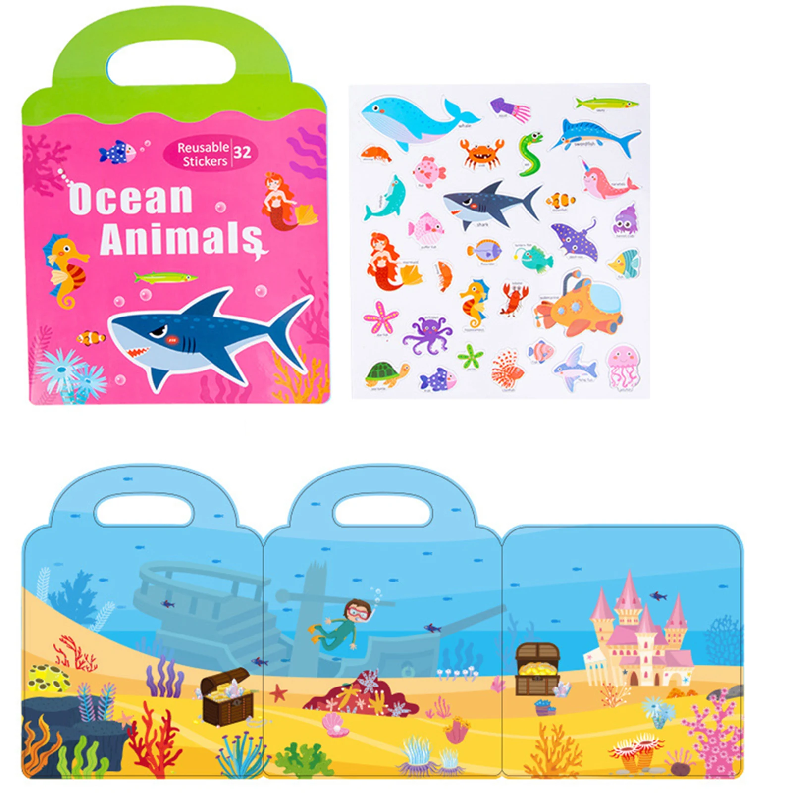 Libro tranquilo y ocupado para niños, libro de pegatinas de escena Montessori para niños, aprendizaje temprano