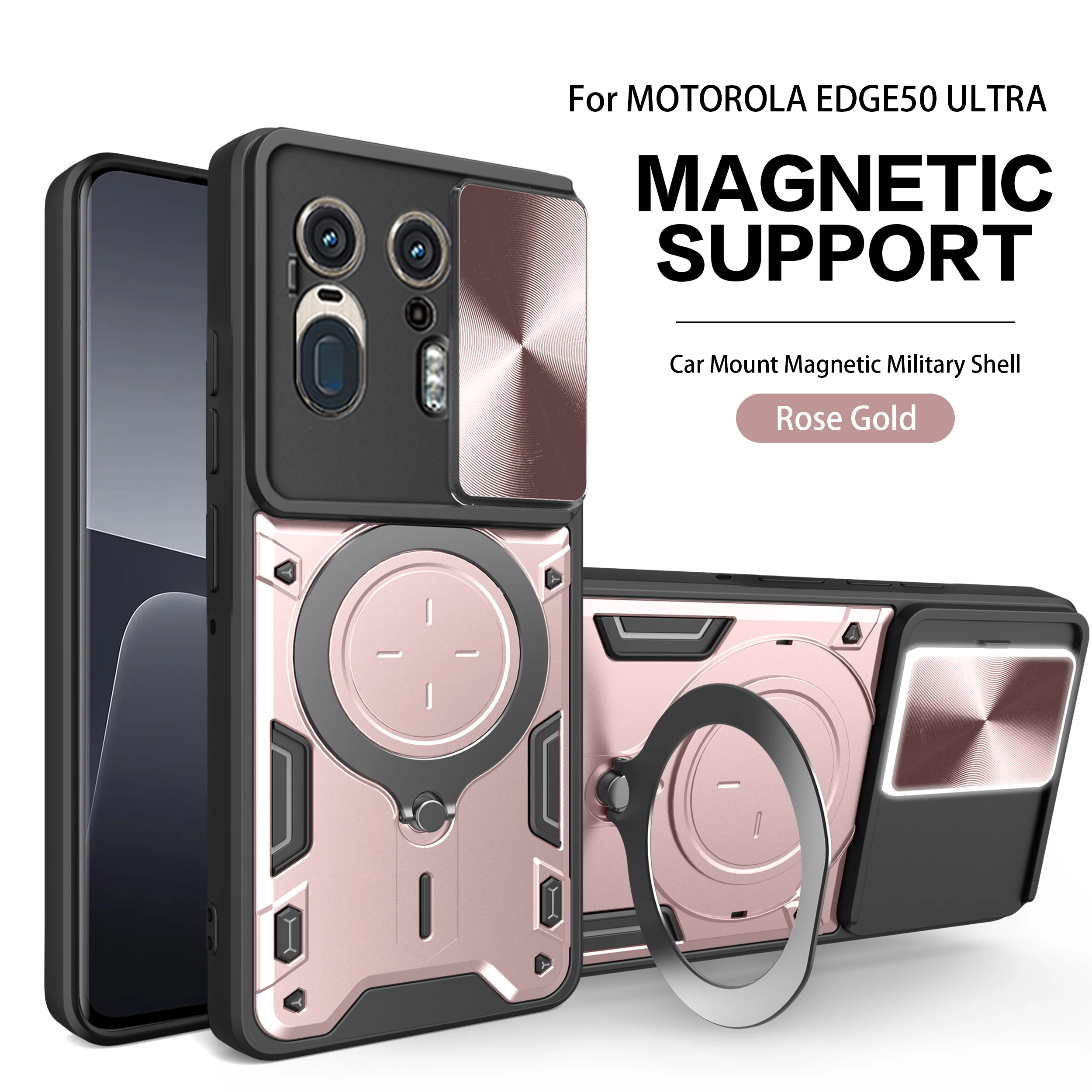 Чехол для телефона с магнитным кронштейном для Moto Edge 50 Neo 50 Pro/Moto X50 Ultra G15 G56 G75 G86 G67 G57 Power Armor Slide Lens