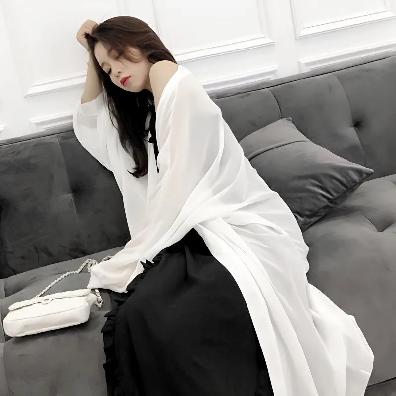 Long Style Sun-proof Jackets Women Sheer Breathable Summer Sunscreen Thin Fashion Casual Loose Design See Through Simple Korean