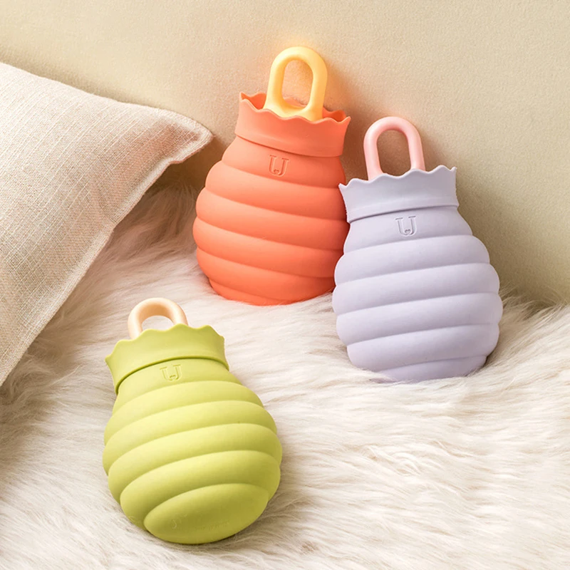 Colorful Mini Cute Hand Warmer with Knit Cover Girls Portable Small Silicone Hot Water Bag Explosion-proof Safe Water Warmer