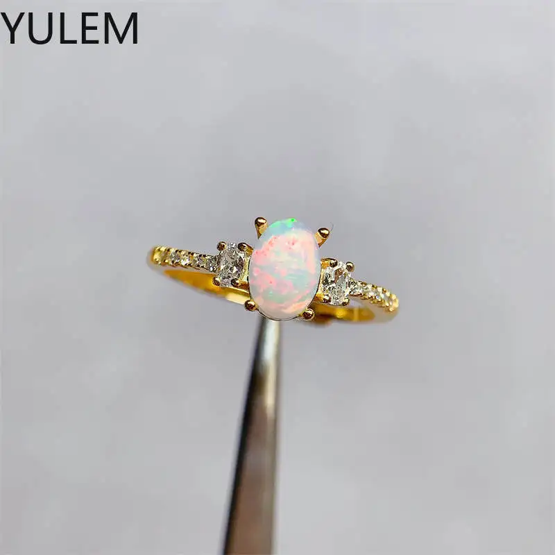 

Engagement Natural Opal Ring Female Luxury Dating Ring Silver 925 Jewelry Certification Original Free Valentine's Day Gems.