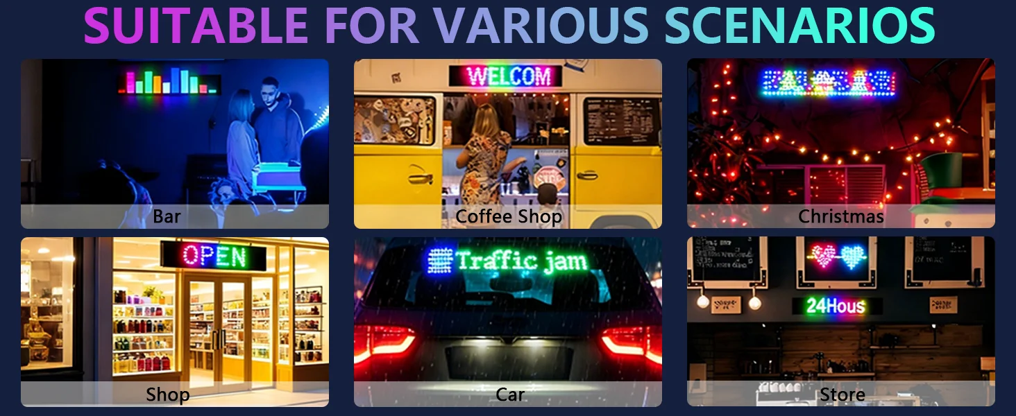 LED Eyes Programmable RGB Devil Eyes Light for Cars Windshield Eyes Flex LED Display DIY Pattern for Car Trucks Pickups