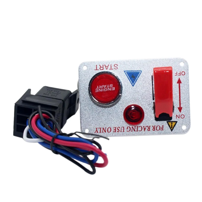 12V Racing Car Auto Ignition Switch Panel Engine Start LED Push Button Toggle Control Chassis Dome Fog Lamp