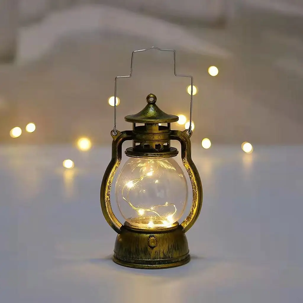 Antique Battery Powered Party Props Handheld Small Oil Lamp Halloween Lamp Halloween Decor Led Candle Light