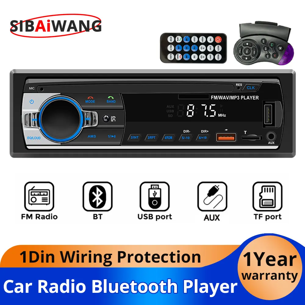 

Car Radio 1Din Universal Car Radio MP3 Player Bluetooth FM Dual USB TF Card Mobile Phone Charging With In Dash AUX Input