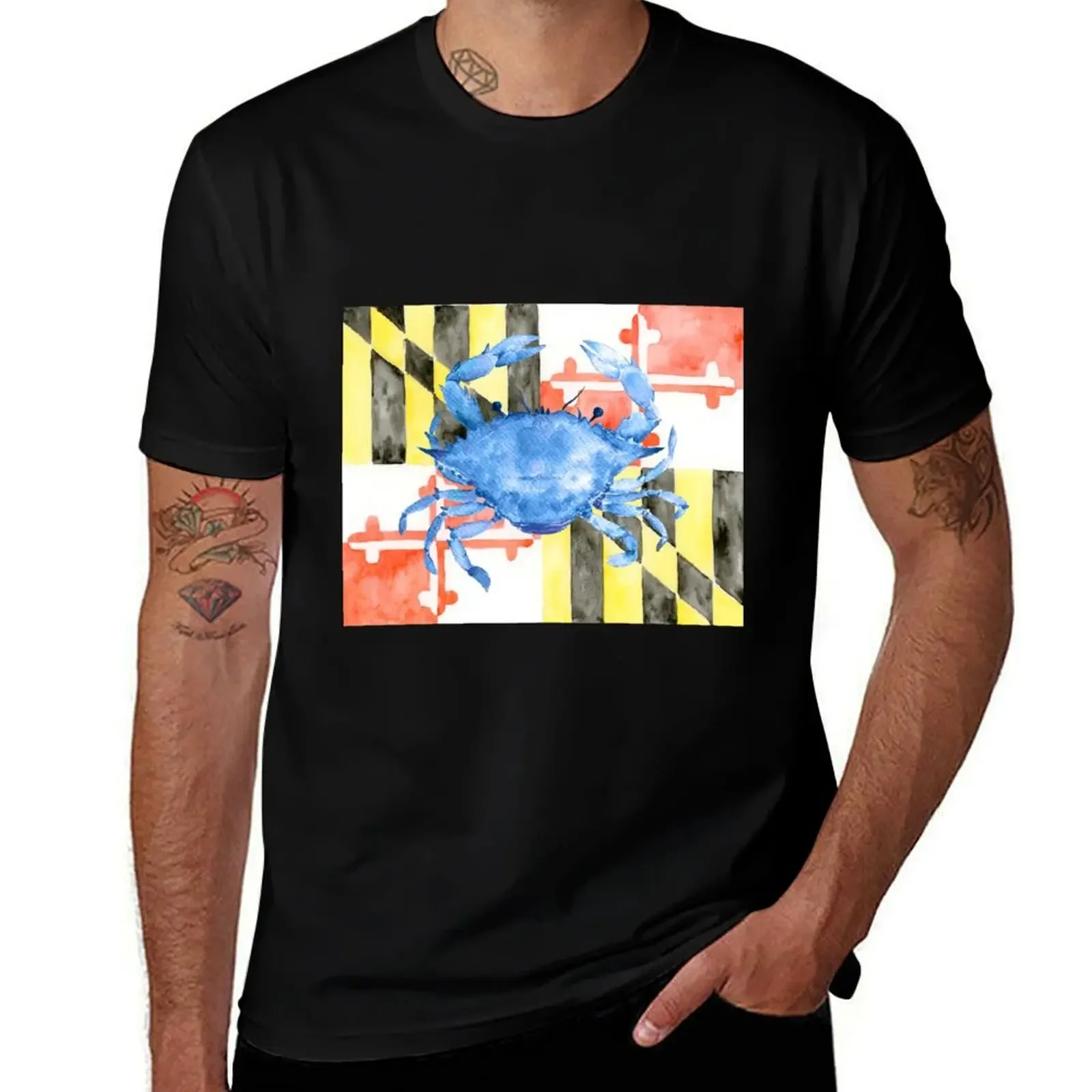 

Watercolor Maryland Flag and Blue Crab T-Shirt fashion shirts cheap stuff cute clothes valentines clothes tshirts for men