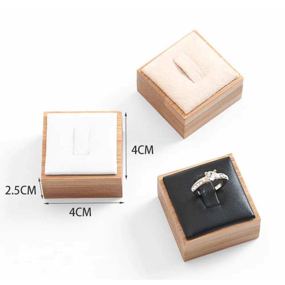 Retro Wooden Ring Display Stand Jewelry Display Props Jewelry Packaging Case Leather and Velvet Jewelery Box Ring Display Stand