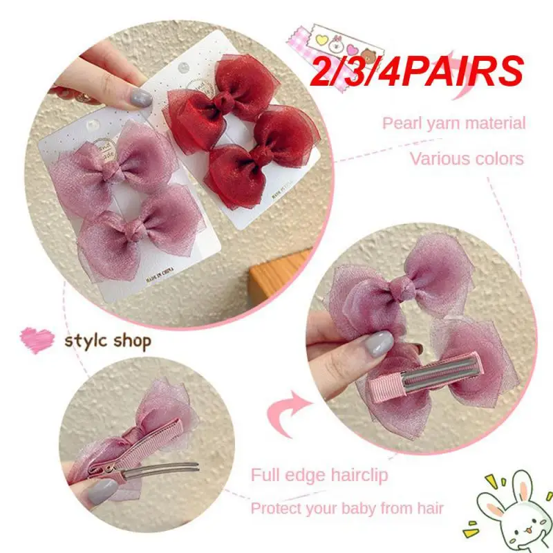 2/3/4PAIRS Fabric Art Easy To Use Small And Exquisite Bow Knot 5 Colors Various Styles Bow Hairpin Bow Knot Hair Clip