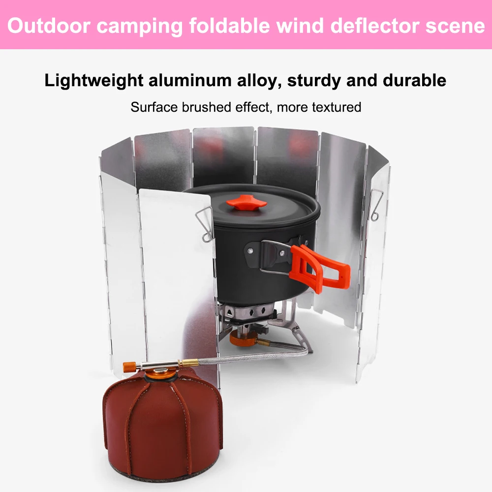 Outdoor camping wind deflector ultra light aluminum alloy foldable with pin stove head wind deflector portable wind deflector