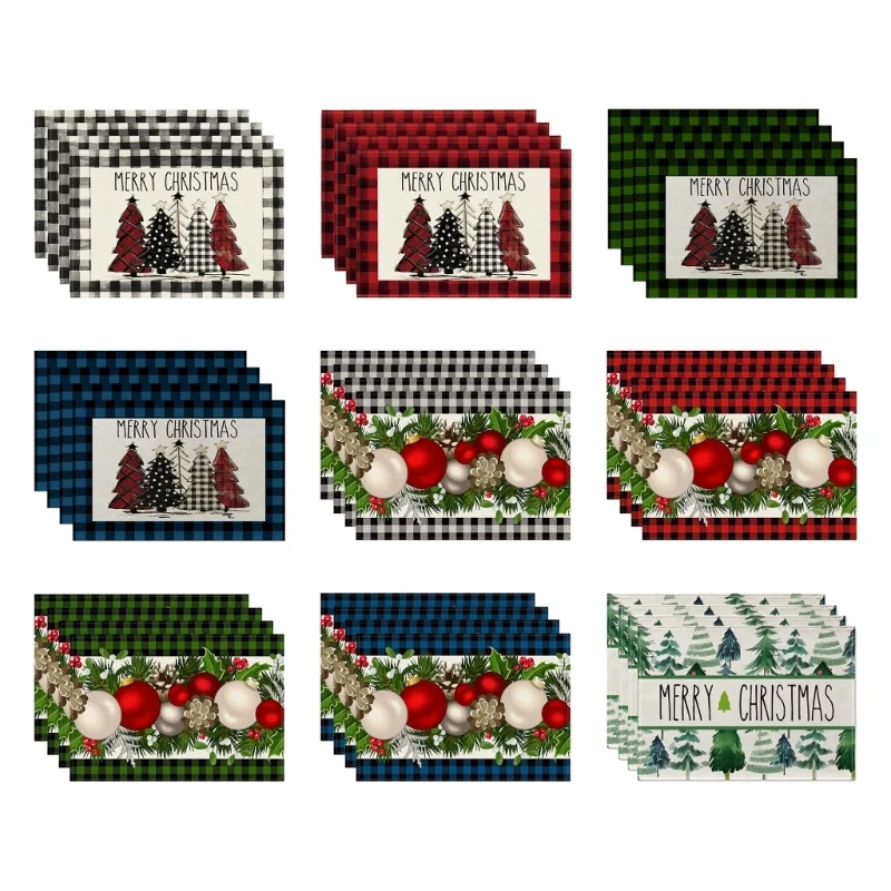 4 ชิ้น Placemats สำหรับเทศกาลอาหาร Place Mats เทศกาล Placemat ตาราง Mats สำหรับวันหยุดคริสต์มาส Dining Placemats
