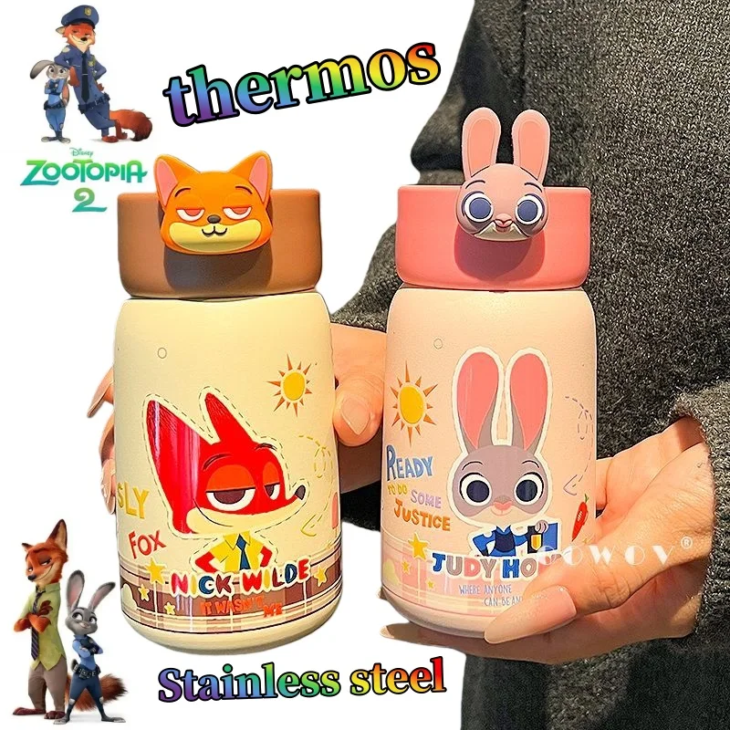 

Zootopia Thermos Cup Cute Fashionable Cartoon Personalized Creative Compact Portable Water Bottle Gift for Couples' Birthday