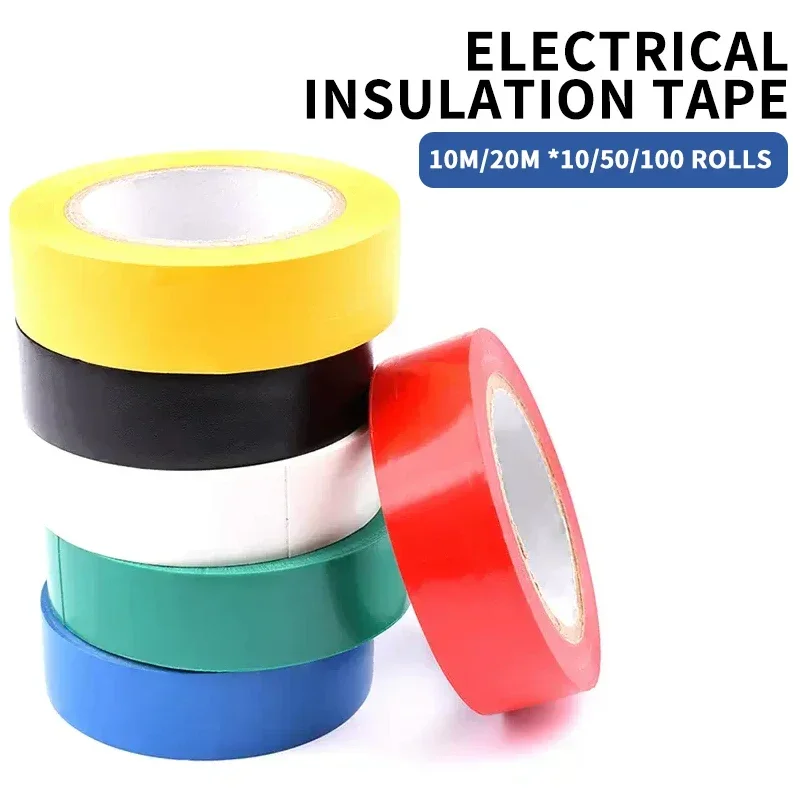 10/50/100 Rolls Electrical Tape Wire Insulating  Adhesive Colored  High Temperature Resistance PVC T for Wire Cable