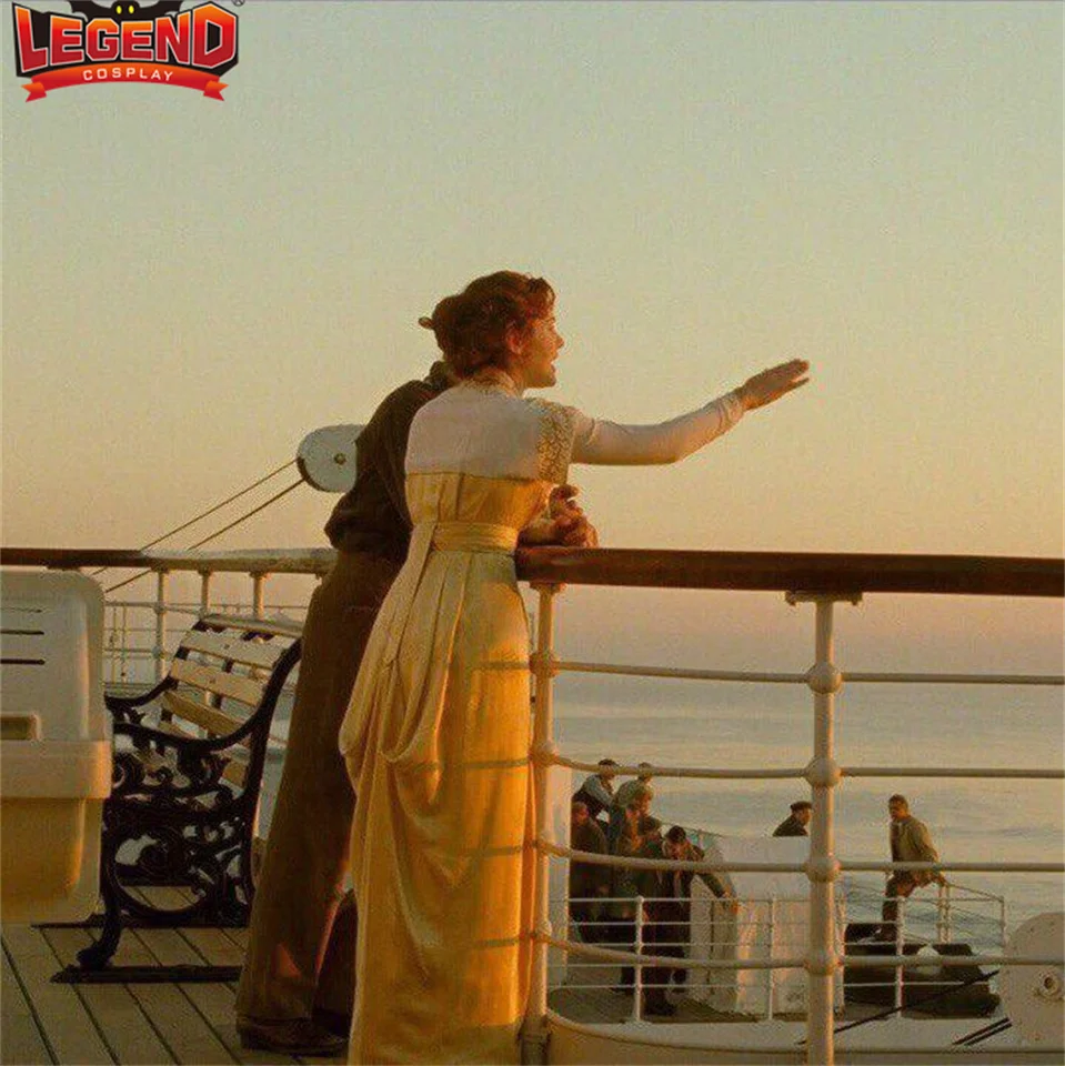 Titanic Rose Cosplay Costume Yellow Kate Winslet Rose Dewitt Bukater Cosplay Titanic Strolling Dress Titanic Rose Cosplay Costume Yellow Kate Winslet Rose Dewitt Bukater Cosplay Titanic Strolling Dress