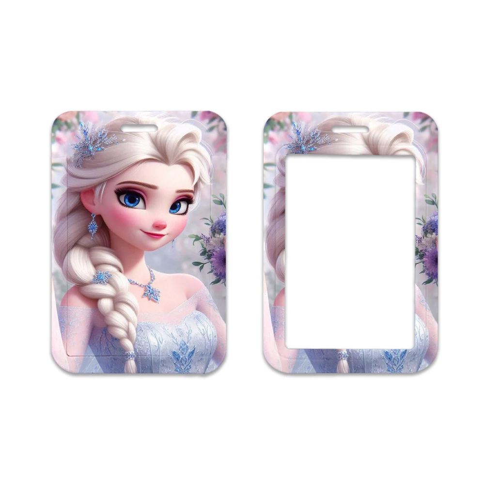 Encantador Cordón de películas de Anime Frozen, cuerda de teléfono de princesa Elsa para identificación, soporte de insignia, correa para el cuello, llavero, cordón Lariat, regalos para niñas